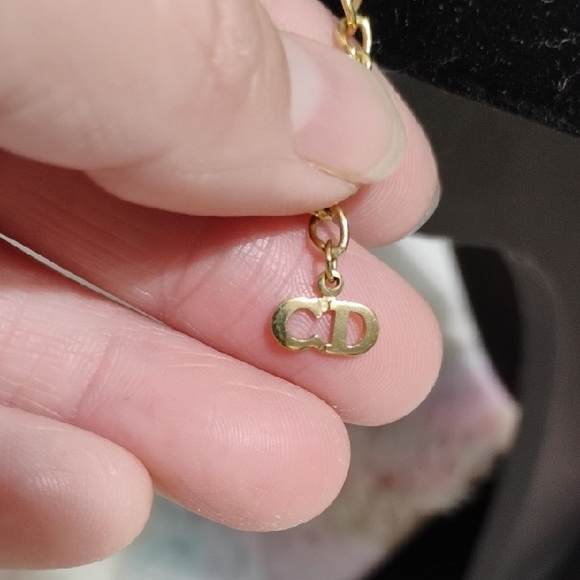 SALE! Auth Christian Dior Gold Rhinestone Choker Necklace Chunky Curb Chain/Box - Picture 9 of 11